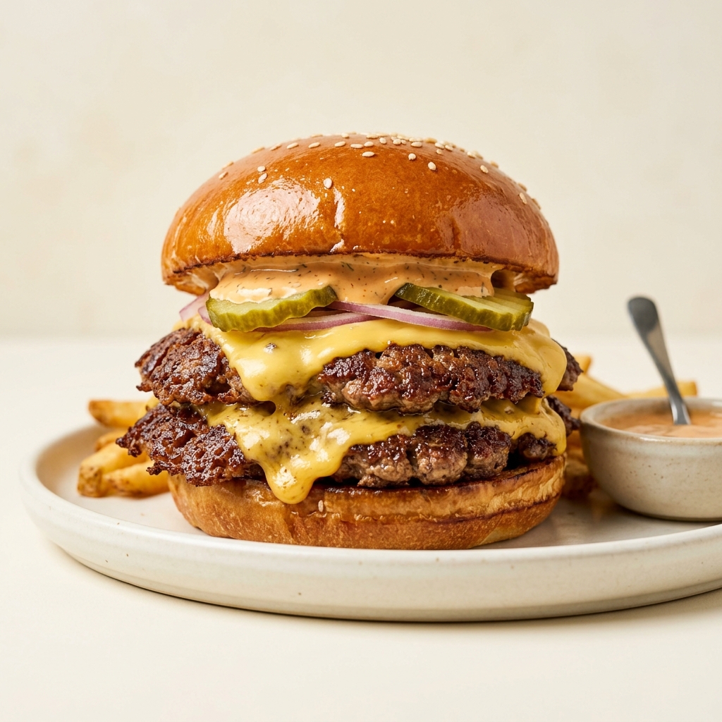 Il nostro doppio smash burger con formaggio fuso